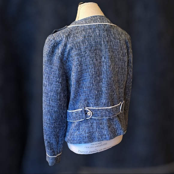 Cache Wool Blend Blue Tweed Four Pocket Jacket 14 - Picture 13 of 16